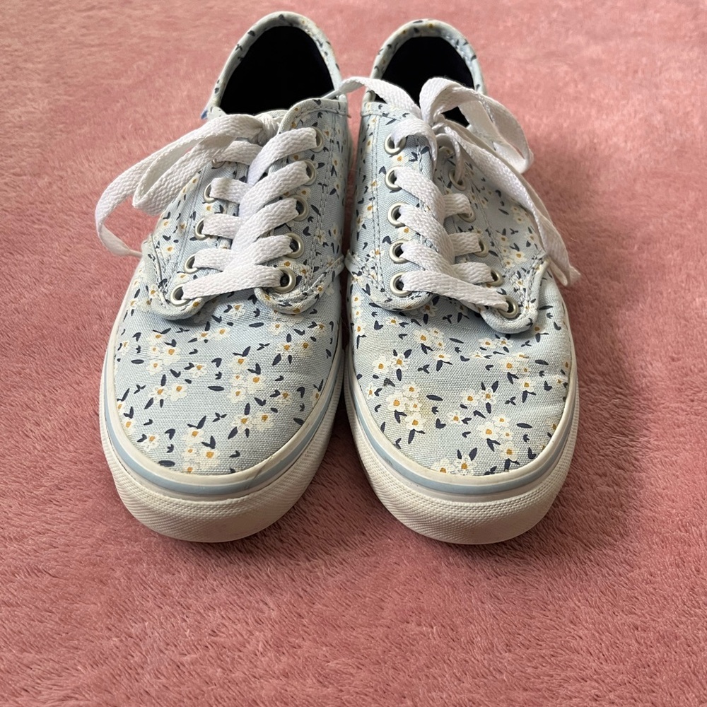 Vans Women's Floral Sneakers - Light Blue and White